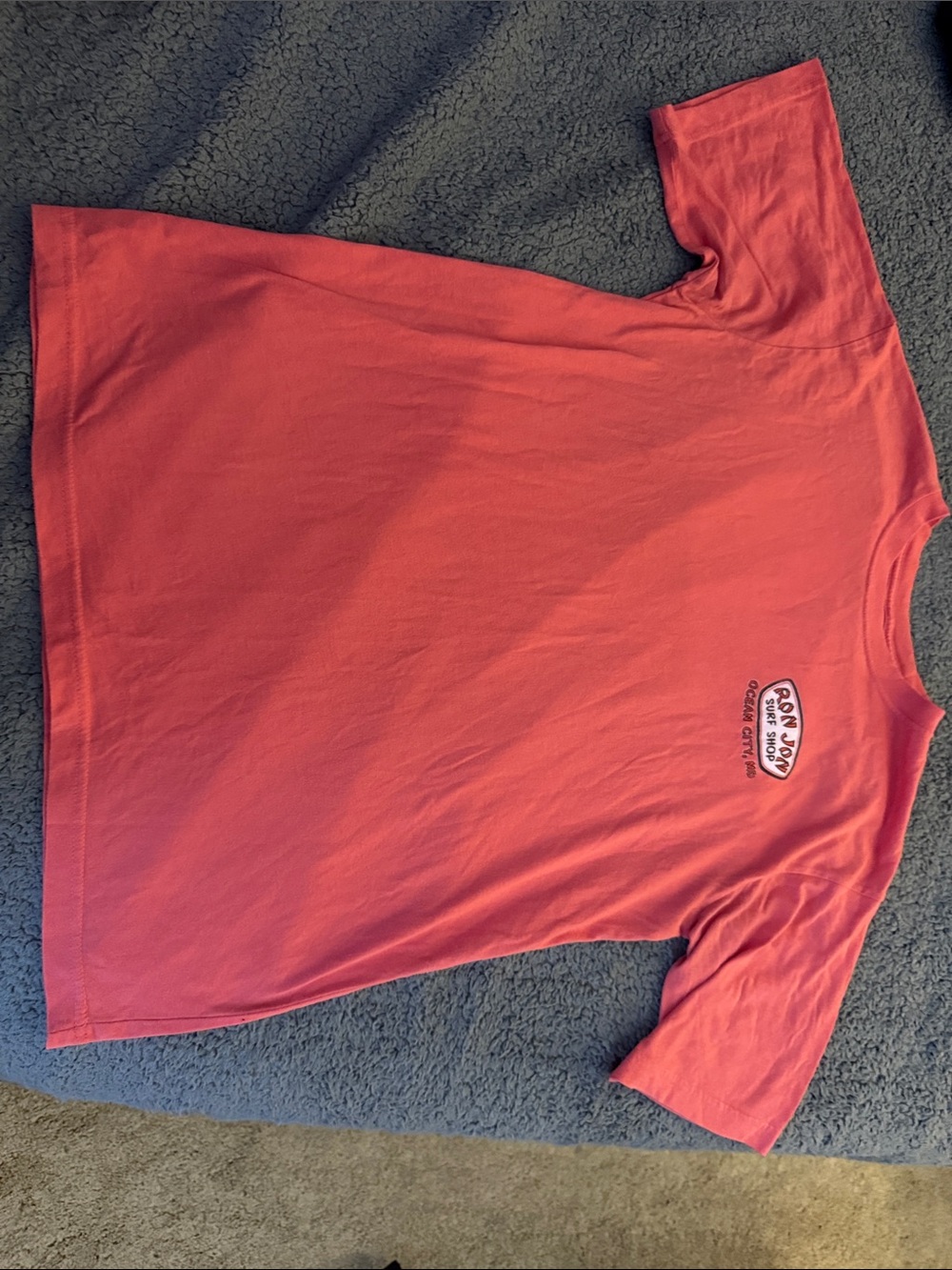 Ron Jon Coral Red Short Sleeve Tee with Chest & Back Logo